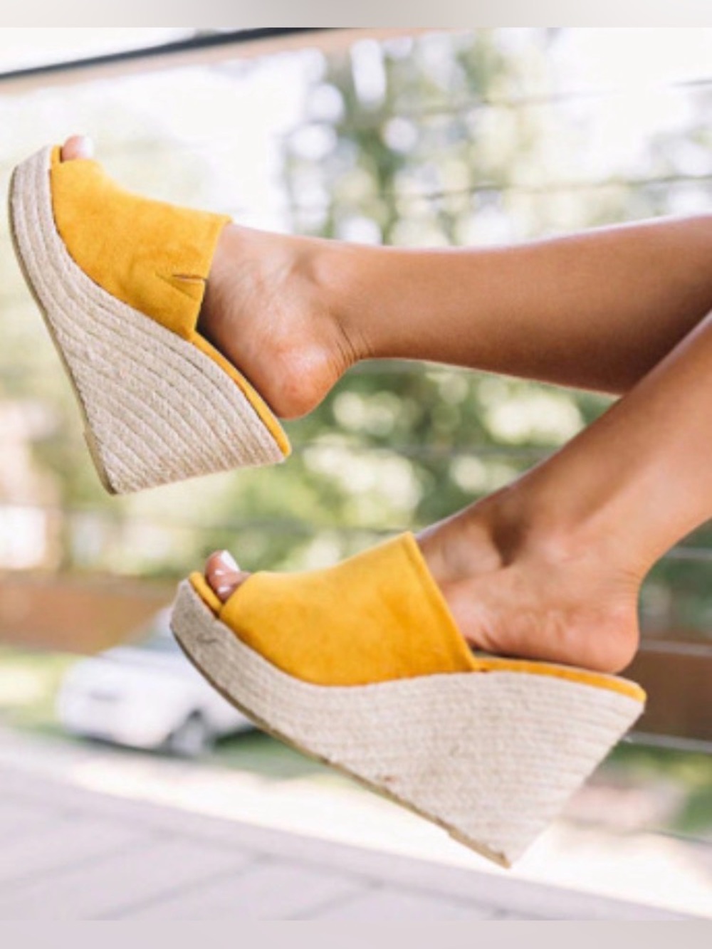 Mustard Faux Suede Wedge
 Espadrille Slide (Boutique Brand): Size 7